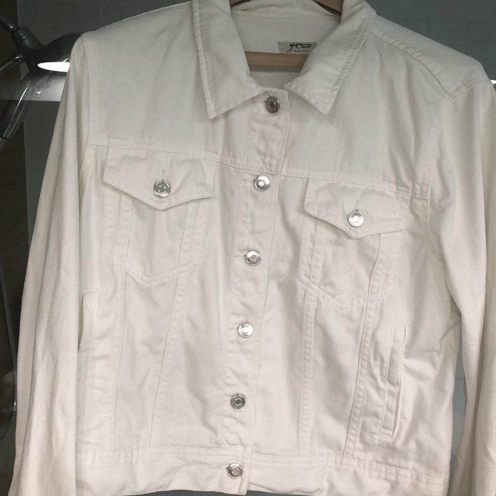 Large JCrew 100% cotton white denim jacket